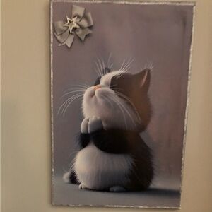 Cute Cat Canvas Art with Bow and star